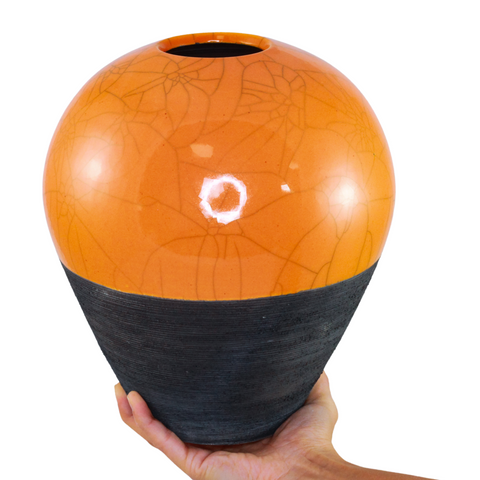 Orange Raku Vase