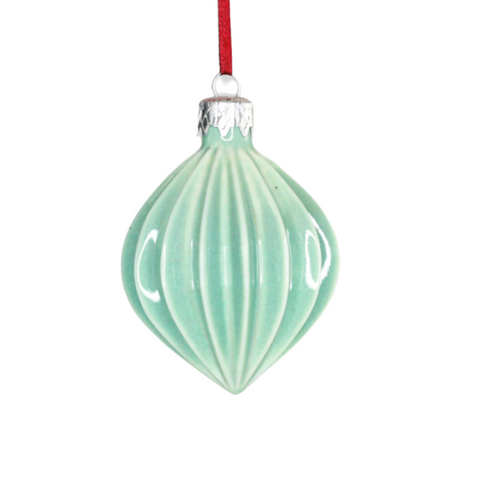 Porcelain Christmas Bauble - Frosted Mint